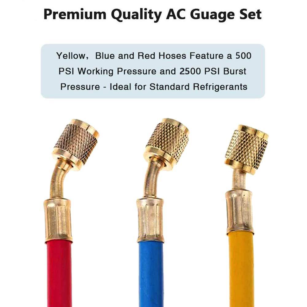 R410a 3 Way AC Diagnostic Manifold Gauge Set for Freon Charging Fits R32 R410a R-404A R-134a Refrigeration Manifold Gauge Air