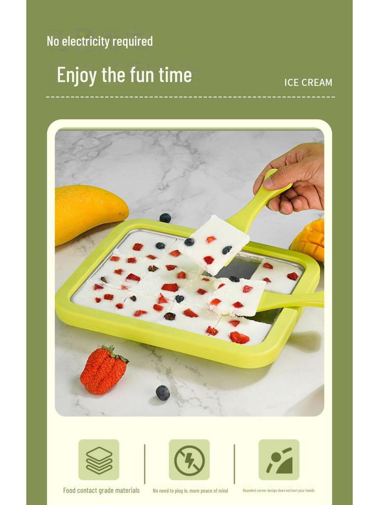DIY Fried Yogurt & Ice Cream Maker - Home Use, Kid-Friendly Ice Tray, 304 Stainless Steel