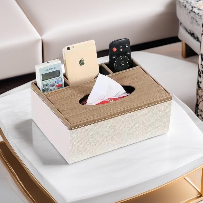 Yiceng Pearlescent White Wood Grain Tissue Box