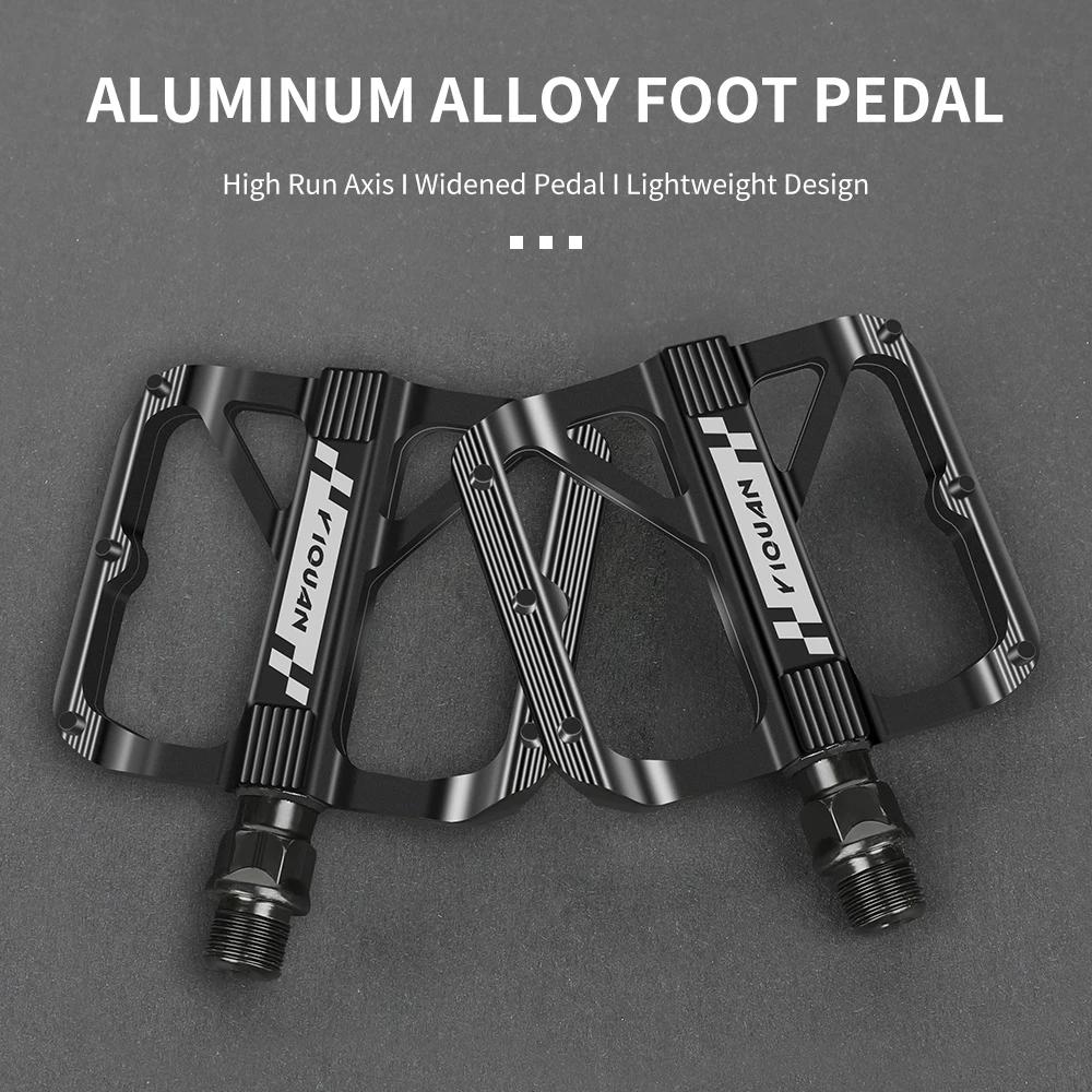 Aluminum Alloy MTB Road Bike Pedals - Double DU Bearing Widened Anti-Slip Nails Pedal, Durable Bicycle Cycling Accessories