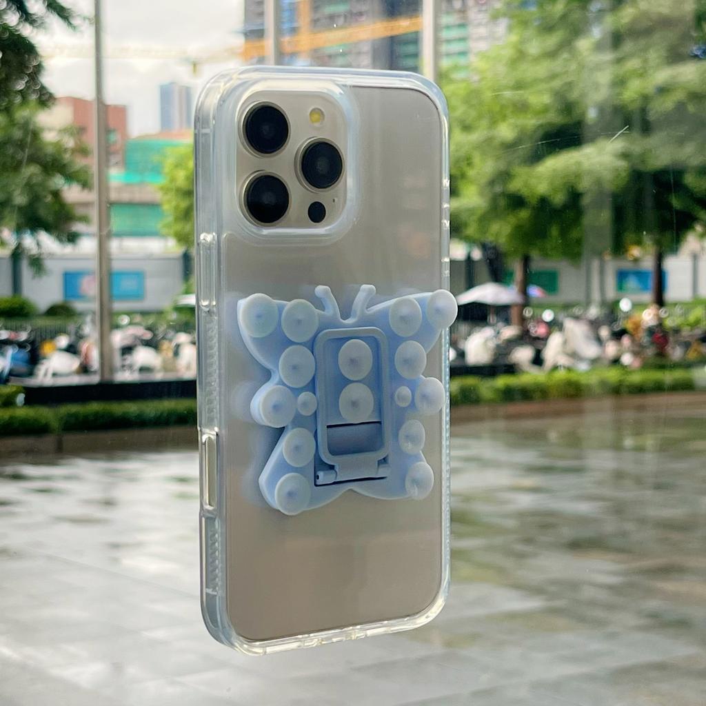 Butterfly Silicone Suction Cup Phone Stand Holder Portable Desktop Kickstand Square Ring Holder