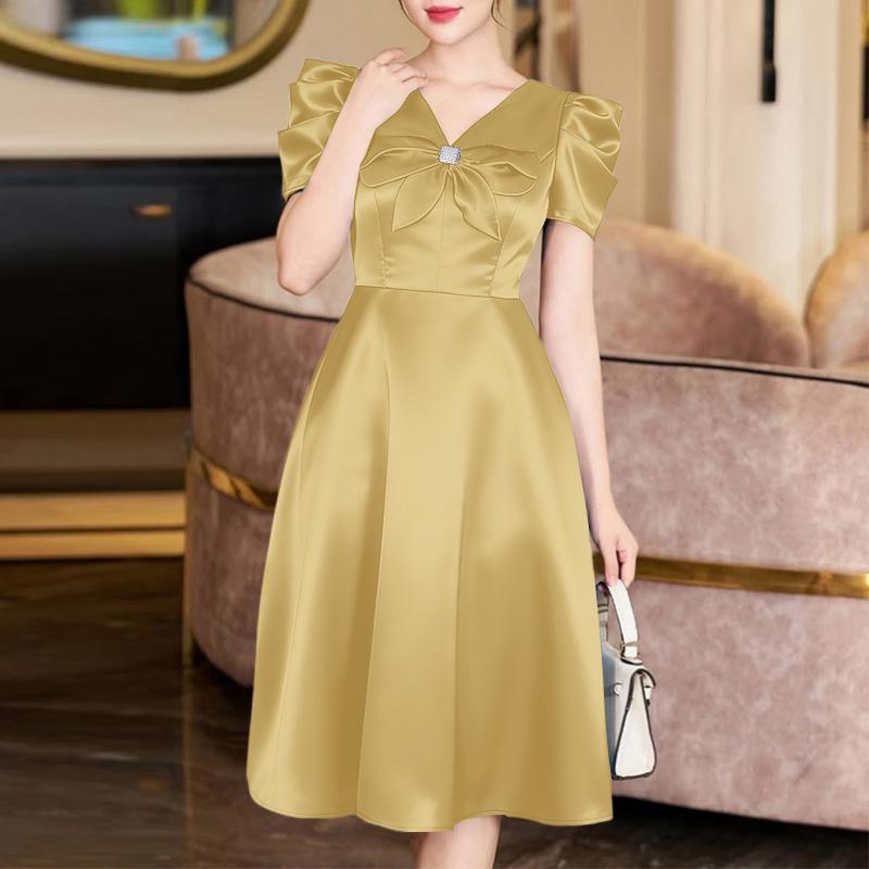 ZANZEA Women Casual V-Neck Summer Short Sleeve A-line Dress
