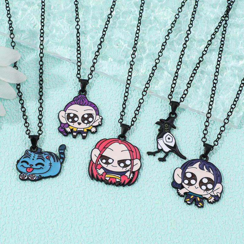 Anime K-Pop Demon Hunters Cartoon Character Pendant Necklace Charms Exquisite Accessories Jewelry Gift For Fans
