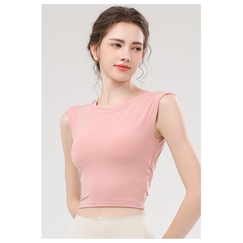 Costum nou de vară pentru yoga, vestă cu cupă pentru piept pentru femei, sport cu mânecă scurtă, spate decupat, top vestă costum yoga cu absorbție a șocurilor