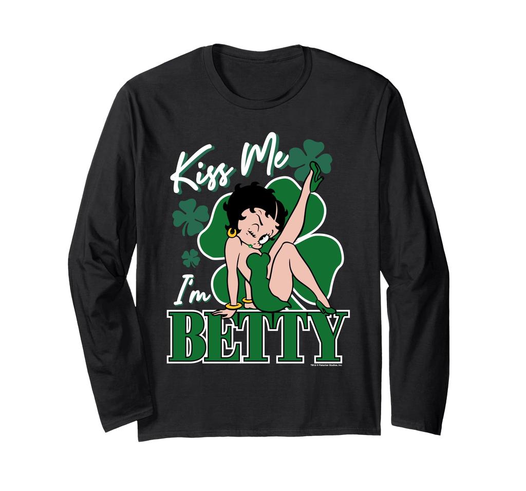 Betty Boop Kiss Me I'm Betty St. Patrick's Day Long Sleeve T-Shirt