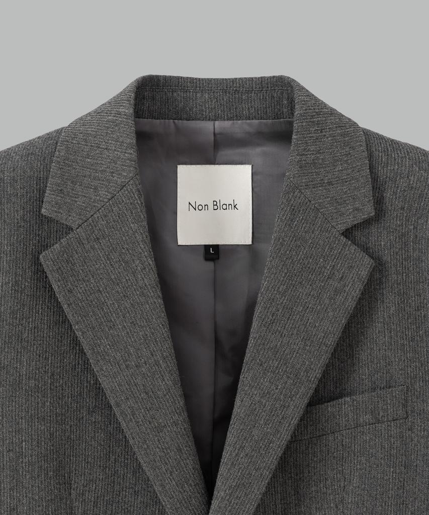 NONBLANK Wool Blend Ribbed Semi-Overfit Blazer_Grey