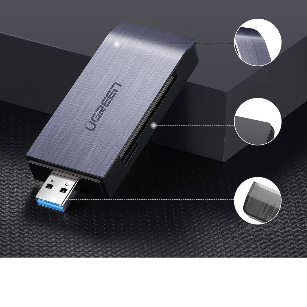 Ugreen All-in-One USB 3.0 Multi-Card Reader, Supports SD/ MicroSD/ CF/ MS, Model 50541 - Gray