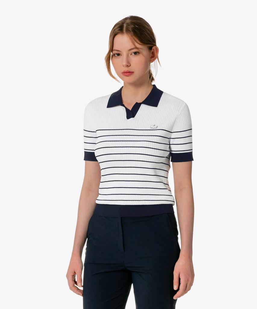 LACOSTE Women'S Textured Striped Polo Sweater Af230E-56G 166