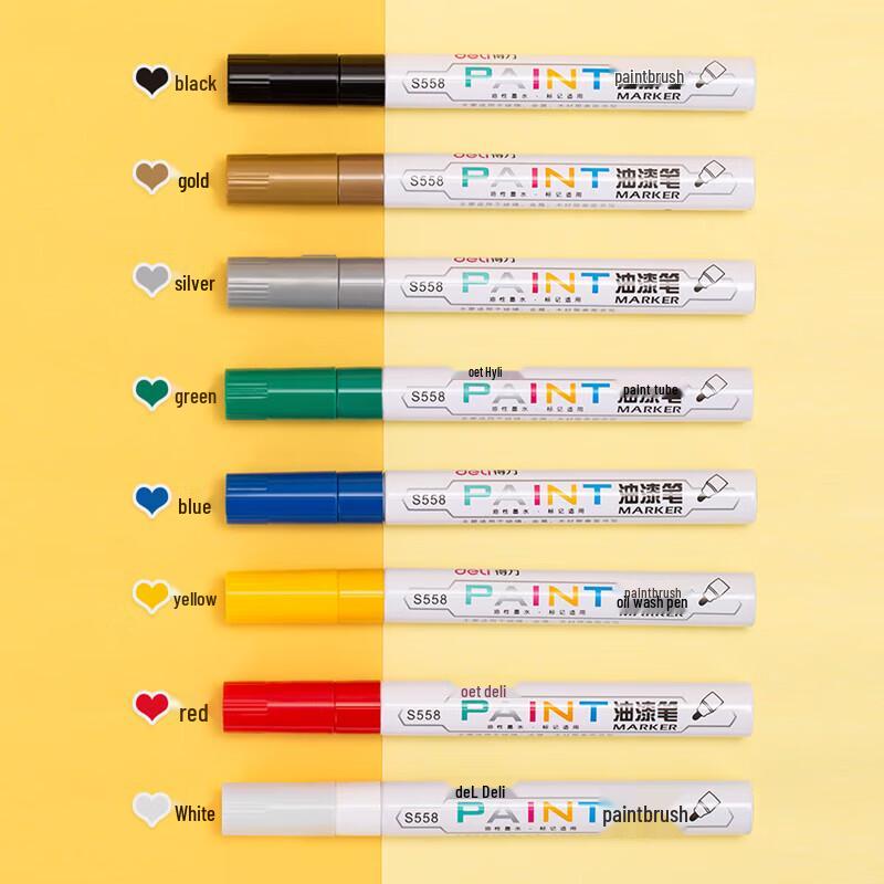 Deli S558 Waterproof Black Paint Marker (12-Pack)