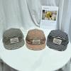 Niche Design Striped Flat Brim Cap Women Spring Summer Retro Literary Letter Sticker Baseball Cap Sun Hat Men