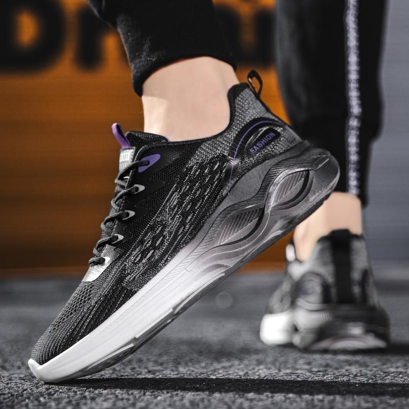 

Spring men s shoes 2025 new fashion trend fly-woven breathable sports and leisure shoes student soft-soled comfortable running shoes 44 чёрный