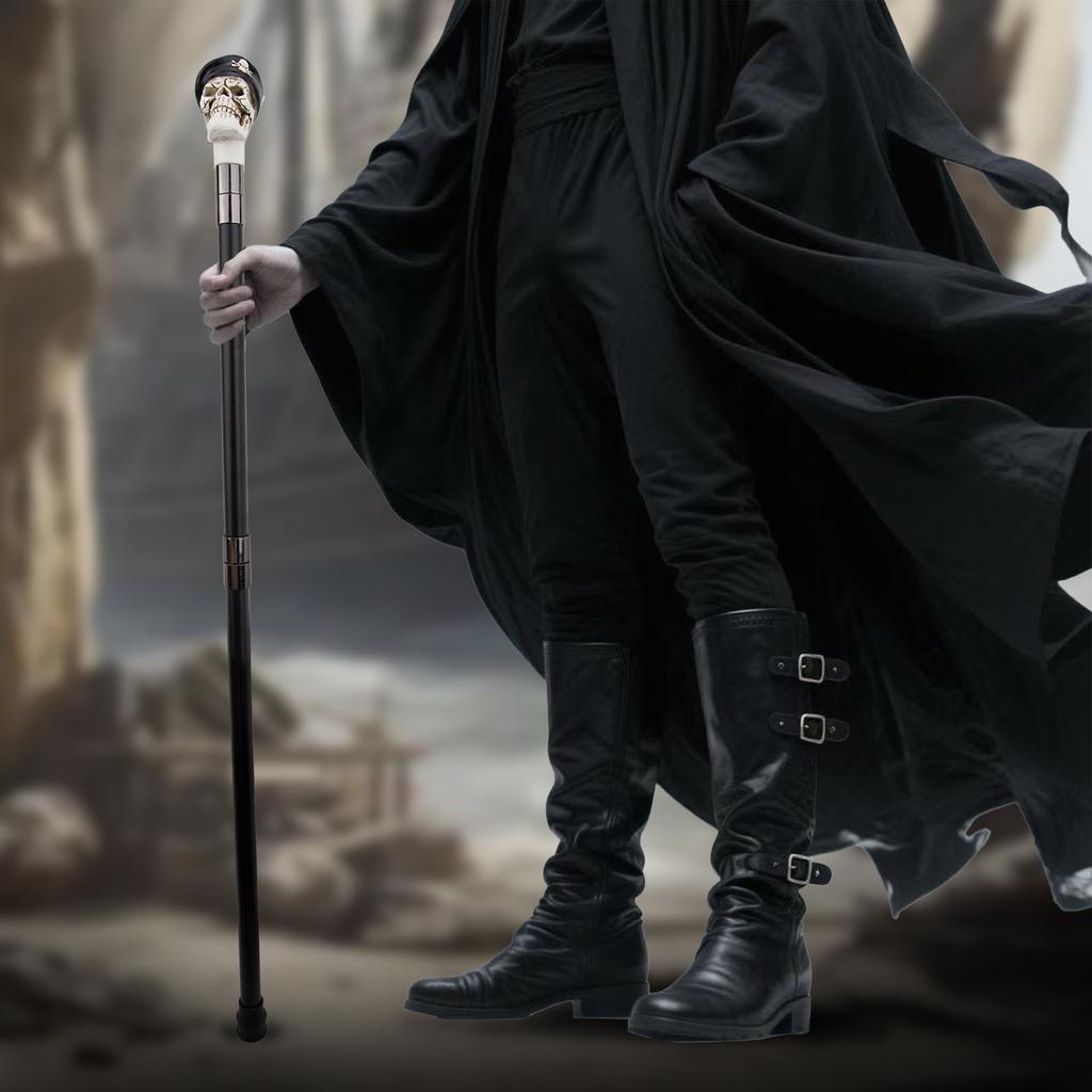 White Resin Skull Hat Head Walking Cane Fashion Decorative Steel Stick Gentleman Elegant Cosplay Cane Knob Crosier 94cm