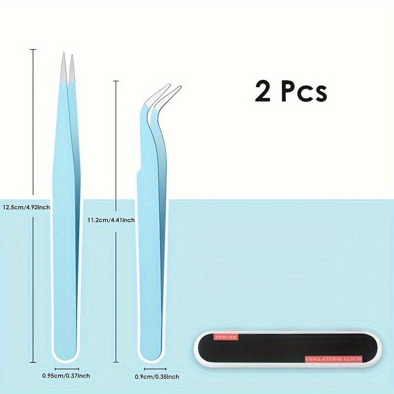 

2 Pieces/ set of Multifunctional Straight and Curved Stainless Steel Tweezers, Eyelash Extension and Transplantation Tool