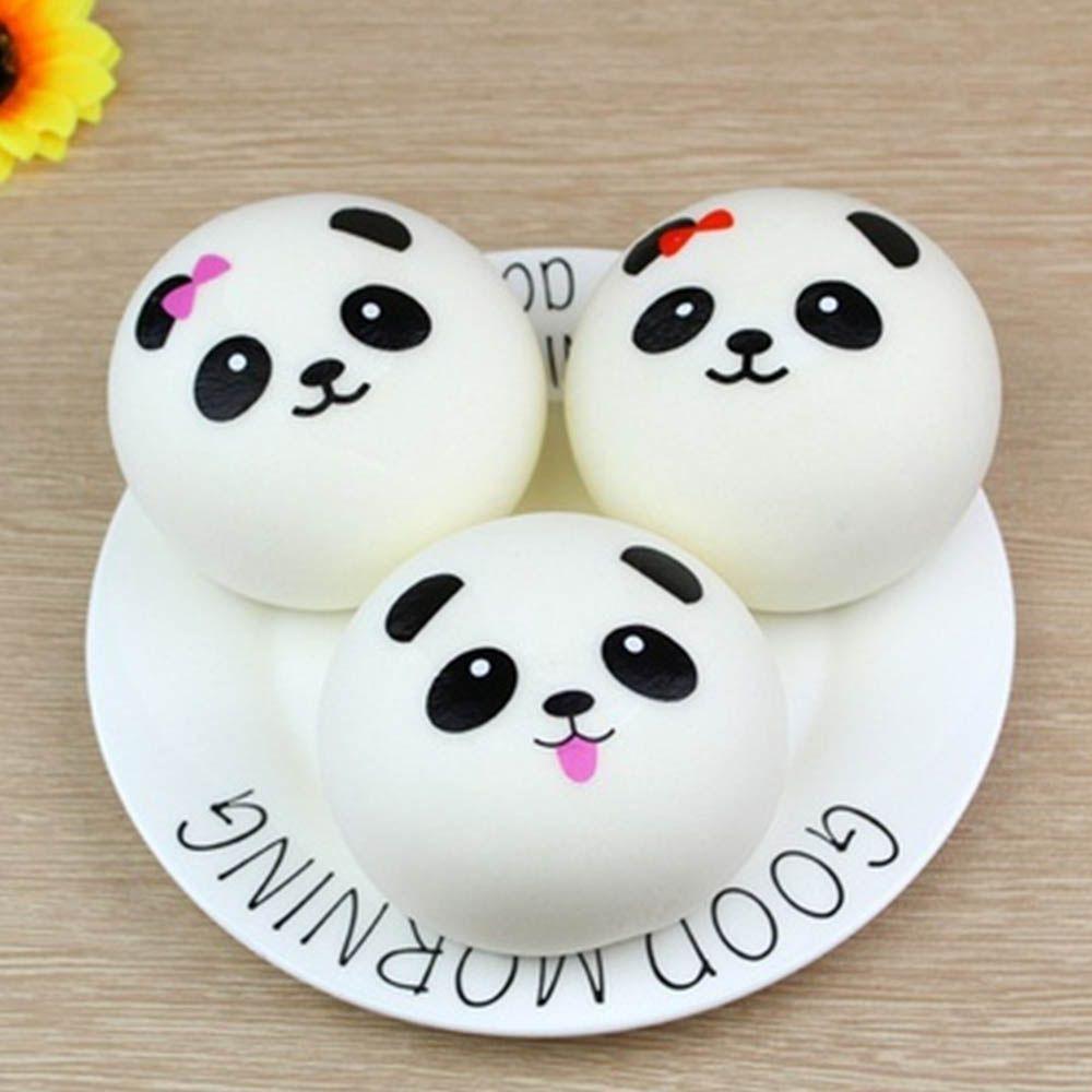 Relieves Ball Simulation Stress PU Toys Straps Kawaii Cartoon Panda Squeeze Toys Silicone