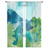 Mountains Trees Green Landscape Sheer Curtain for Living Room Hall Wall Dress Up  Home Window Supplies Pop Print Tulle Curtains