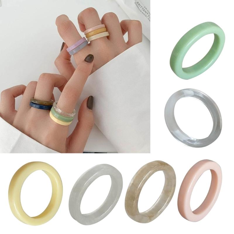 Acrylic Resin Ring Color Ring Fashion Y2K Style Accessory Jewelry Fans Gift DIY Finger Rings Ornaments Simple Ring