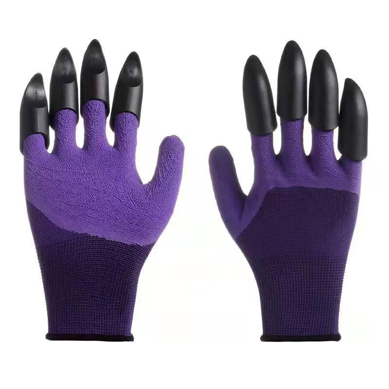 Plantation de fleurs, Gants de creusage de terre, Imperméables et anti-perforation, Désherbage, Jardinage, Travail antidérapant et résistant à l'usure, Gants Patte de jardin 8clawspurple*3pcs