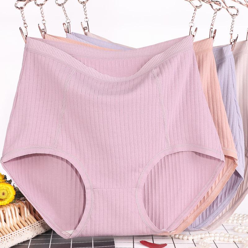 Plus Size Women Breathable High Waist Solid Color Simple Triangle Underwear