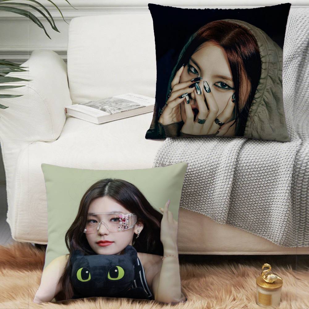 Korean Singer ITZY Yeji Pillow Case Short Plush Sofa Decorative Gift Home Double-sided Printing Cushion