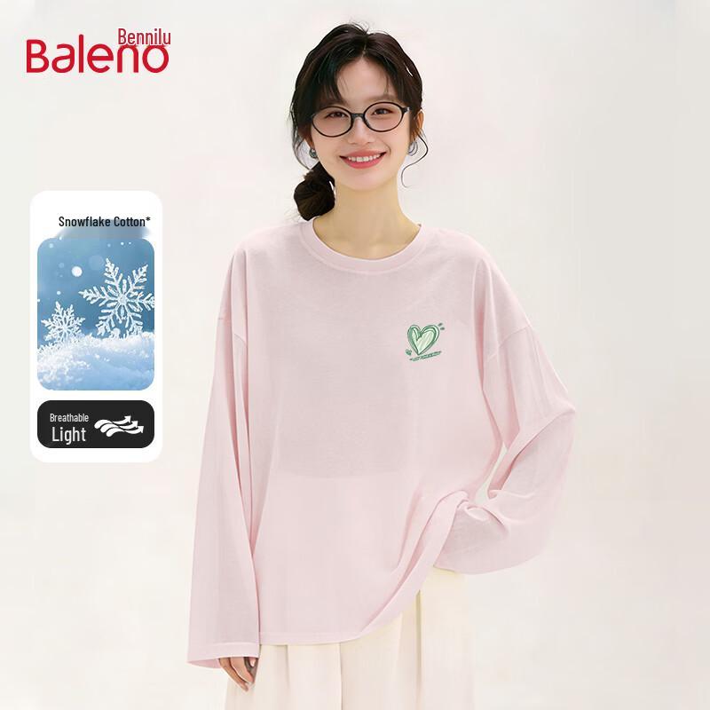 Baleno Women's Snowflake Cotton Long Sleeve T-Shirt with BNL Heart Print