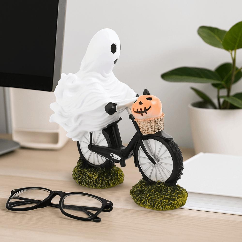 Cartoon Ghost Figurines Ornament Resin Ghost Statue Unique Ghost Bike Rider Office