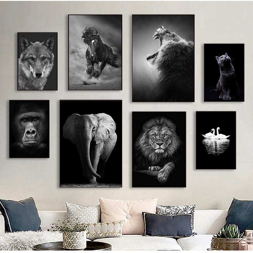 Bilder für Wohnzimmer Dekoration Home Decor Tier Leinwand Malerei Wand Kunst Löwe Elefant Pferd Poster und Drucke Wand