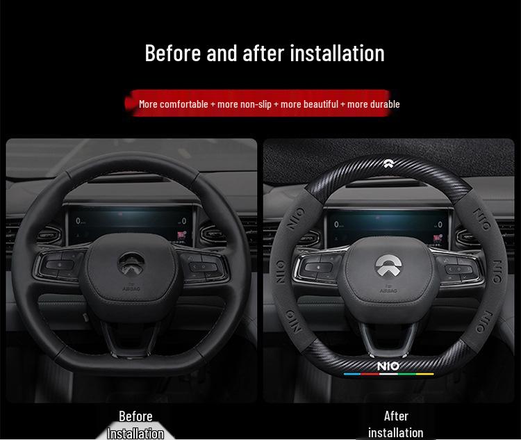 Nio EC6/ES6/ES8/ET7 Suede Carbon Fiber Steering Wheel Cover