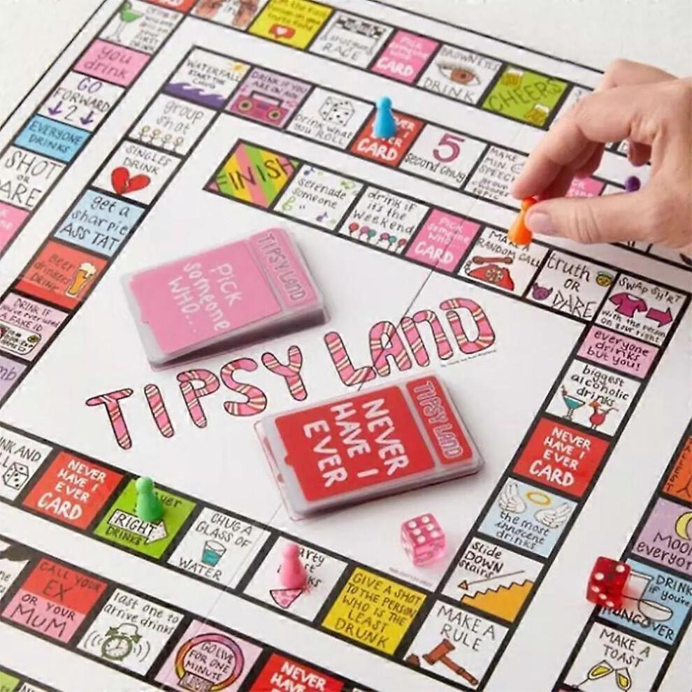 Tipsy Land Board Game,Drinking Party Board Games,Unique Spaces for Calling Out Friends,Interactive Drinking Board Games for Adults