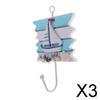 3xDecorative Nautical Seaside Wood&Metal Mounted Hanger Coat Hooks Wall Rack1