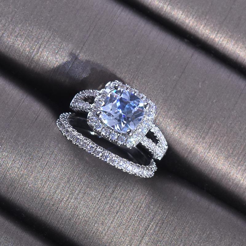 Slightly Inlaid Diamond Zircon Ring, European and American Luxury Engagement Couple Ring for Women