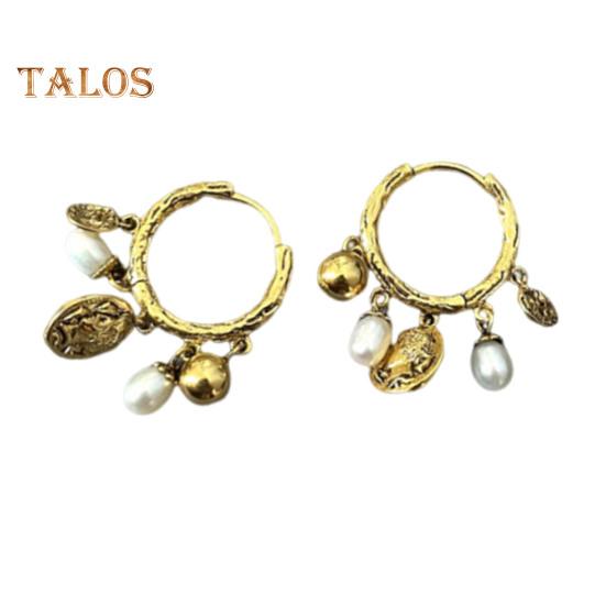 

1 пара женских серег с искусственным жемчугом, бусинами, кисточками, серьги-кольца, ретро-стиль, круглые серьги, ювелирные изделия, подарок золотистый