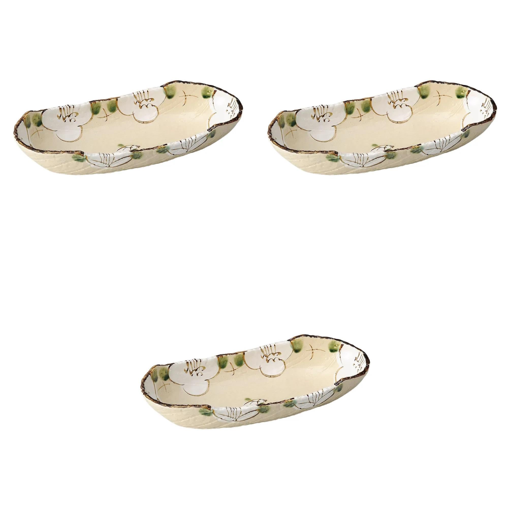 

Set of 3 Camellia Serving Bowls x 17 x Serving Bowl Setomonohonpo Boat-shaped [40 7.5 cm] (Large)