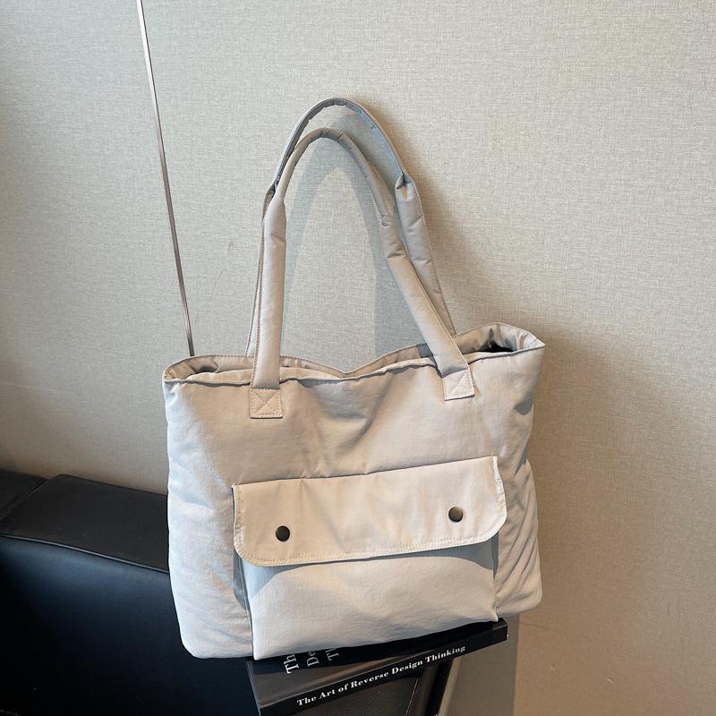 

Large capacity shoulder leisure tote bag commuter versatile shoulder messenger bag student class cotton bag серый