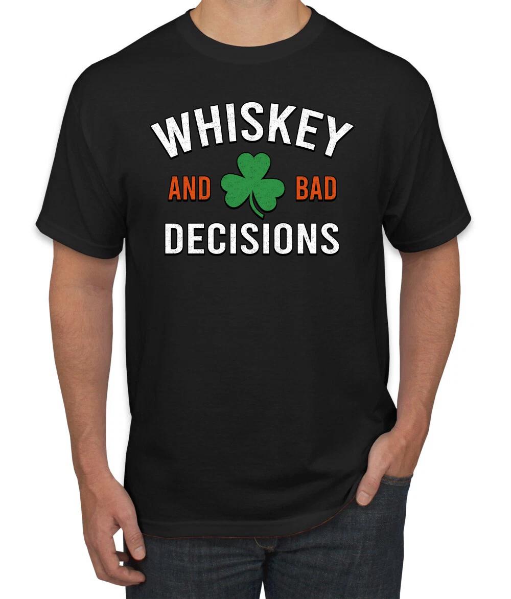 Whiskey And Bad Decisions Clover Men s T- Shirt S