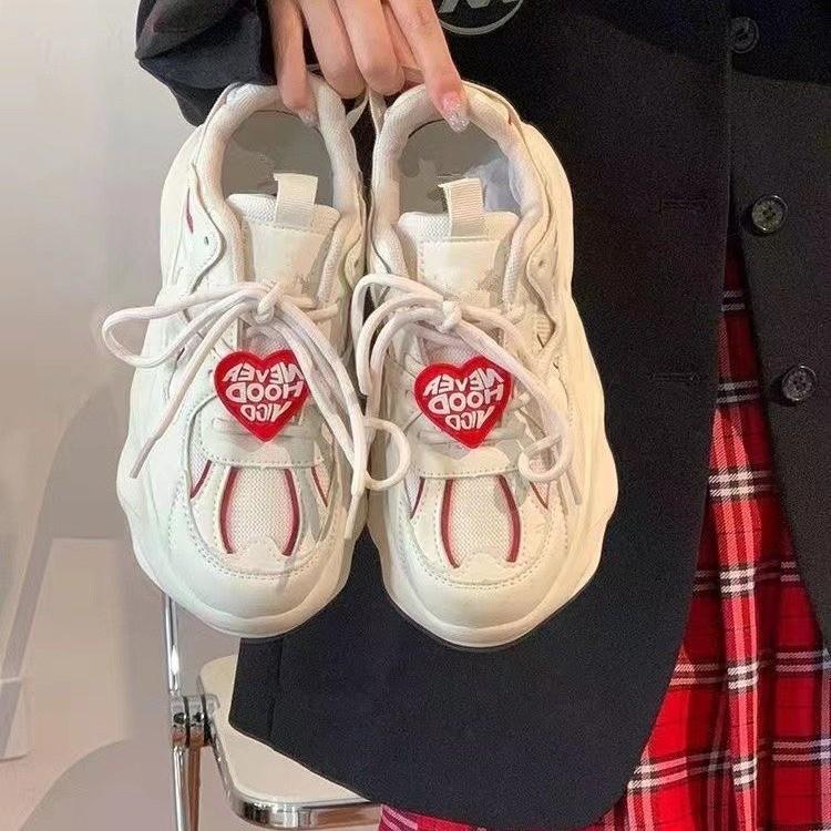 Love Dad Shoes 2025 Autumn Internet Celebrity Dopamine Platform Women's Shoes Spot Leisure Sports Student White Shoes