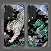 Stylish Tiger Dragon Marble Texture Printed Tempered Glass Phone Case for Huawei Nova 13 Pro 12 11SE 10 P60 P40 Mate 40 60 Cover