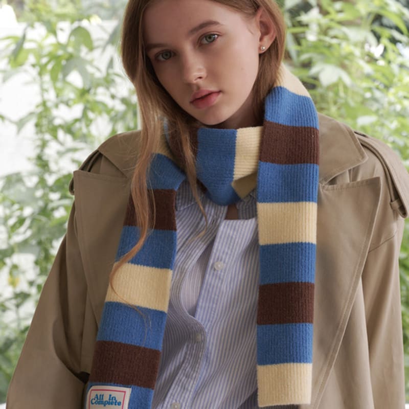 ALLINCOMPLETE 3 Stripe Knit Muffler (2 Colors)