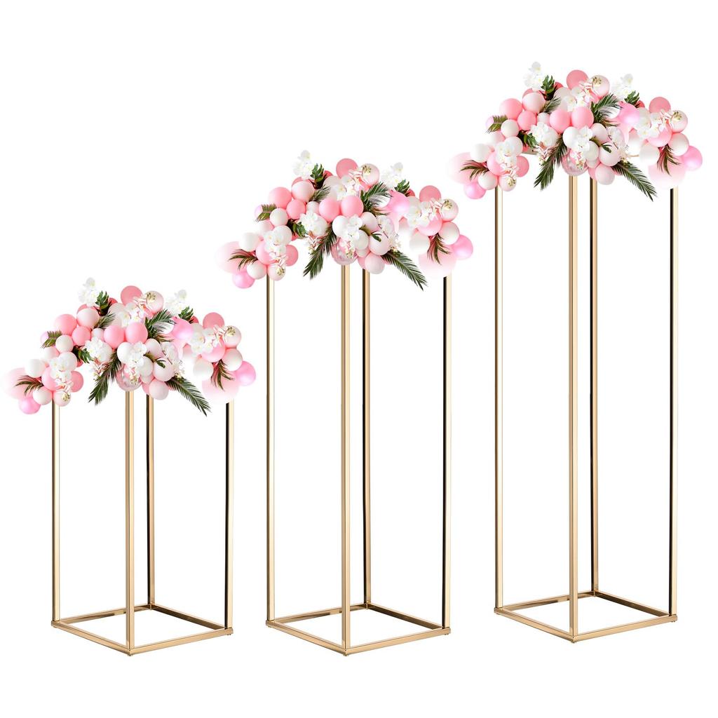 Uxcell Wedding Flower Vase Metal Flower Stand for Wedding Party Dinner Centerpiece Height 40cm 60cm 80cm Flower Gold 1 Set Stand, Pillar, Decoration,