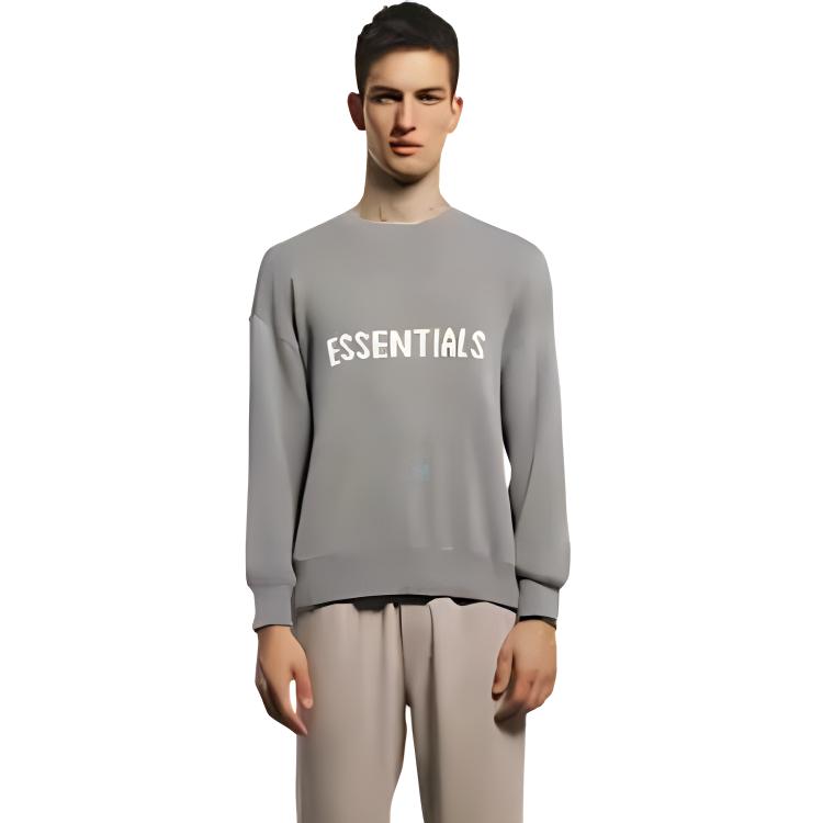 Fear of God Essentials Logo Knit Sweater Unisex Tops Cement FOG-SS21-667
