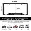 2 PCS Flag License Plate Frame, N Flag Patriotic Stainless Steel Auto Plate Cover, Vintage US Rust-Proof Vehicle License Plate Holder, Universal Car