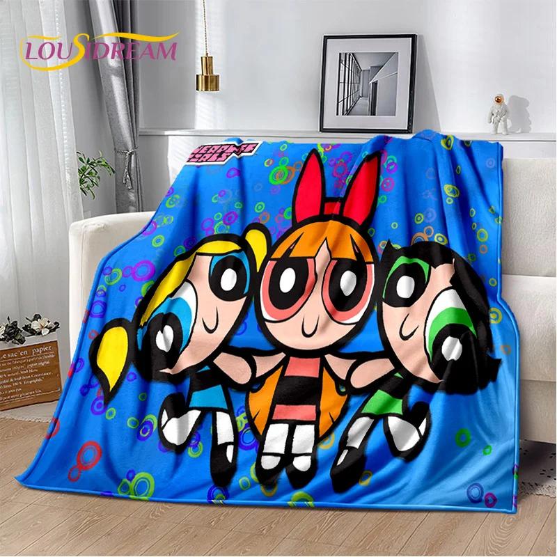 Kreskówkowy Słodki P-Powerpuff Girl Miękki Koc Flanelowy na Łóżka Sypialnia Sofa Piknik, Koc Narzuta do Przykrycia na Zewnątrz Rekreacja Drzemka Prezent