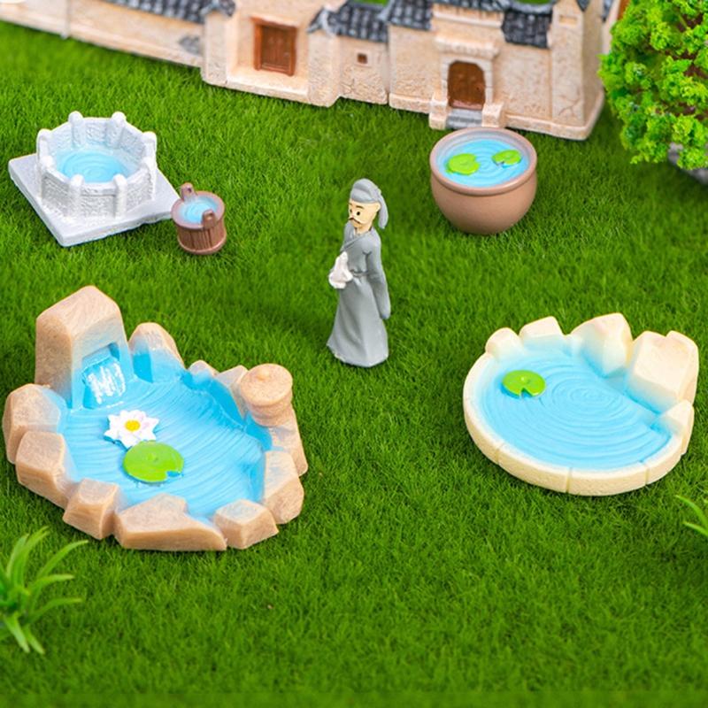 8Pcs Miniature Landscape Fairy Garden Accessories Mini Lighthouse Water Well Bridge Cottages Home Garden Craft Decor