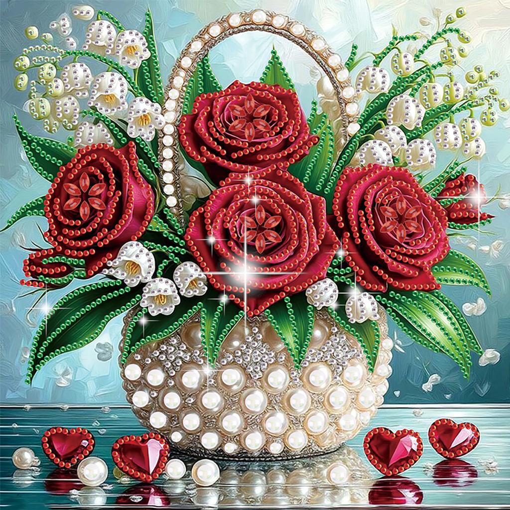 Flowers Special Shaped 5D DIY Partial Drill Diamond Painting Kits for Adults Home Wall Decor Diamond Art Kit 30x30cm