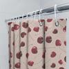 Cherry Print Shower Curtainrustic Red Floral Pattern Decor For Bathrooms Pink Background With Green Stems Waterproof Fabric Hang