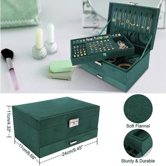 Velvet Jewellery Box Girls, Jewellery Storage Drawer With Lock, Storage Jewellery Pendant Travel, Women, Rings, Earrings, Bracelets Necklaces