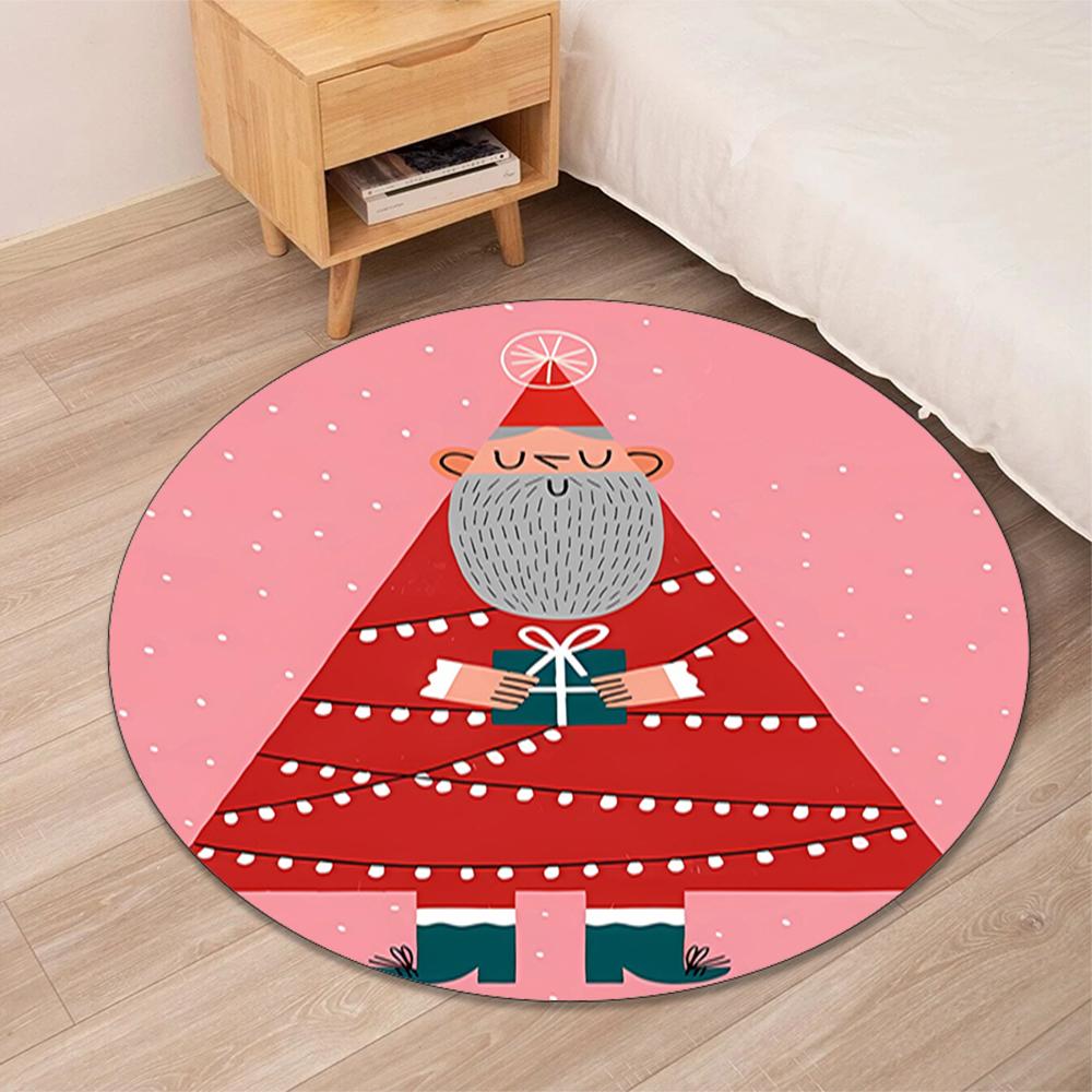 Christmas Printed Round Rug Carpet Chair Rug Area Rug Entryway Doormats,for Office Chair Living Room Bedroom Kitchen Room.