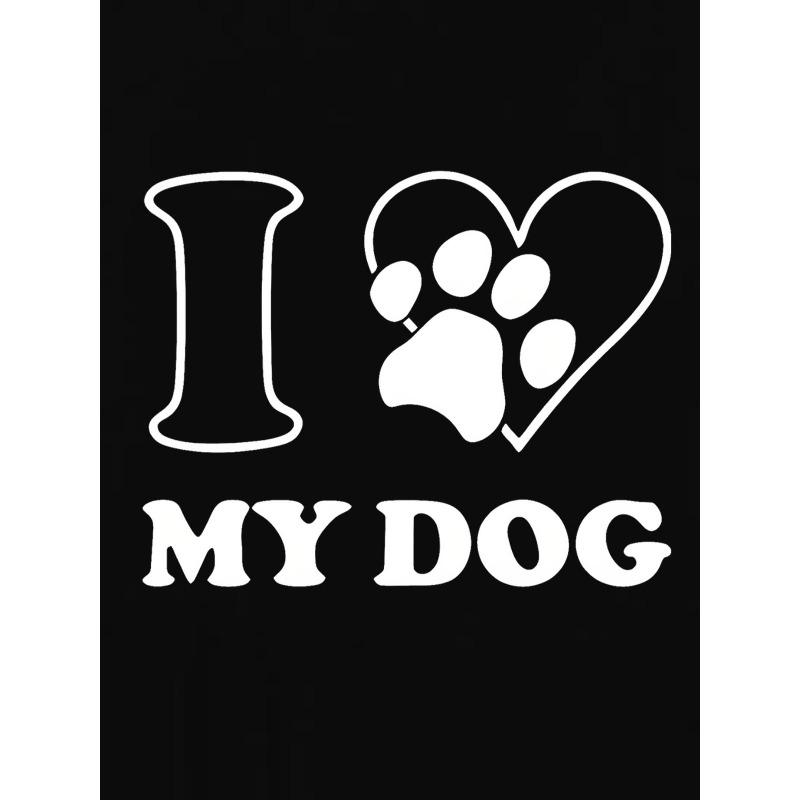 European Sizes Women's I Love Dogs Lettering T-Shirt - Cute Puppy & Dog Owner Outfits, Short Sleeve Round Neck Summer Top with Dog-Themed Print