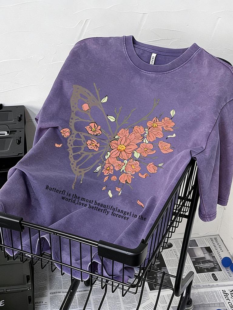 Unisex Retro Washed Cotton Short Sleeve T-shirt - Vintage Style, European & American Trend, Loose Five-Point Sleeve