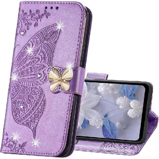 Für Galaxy S24 FE Handyhülle Brieftasche, Damen Flip Folio PU Leder Schutzhülle Handschlaufe Kartenfächer Halter Ständerhülle für Samsung Galaxy S24 FE