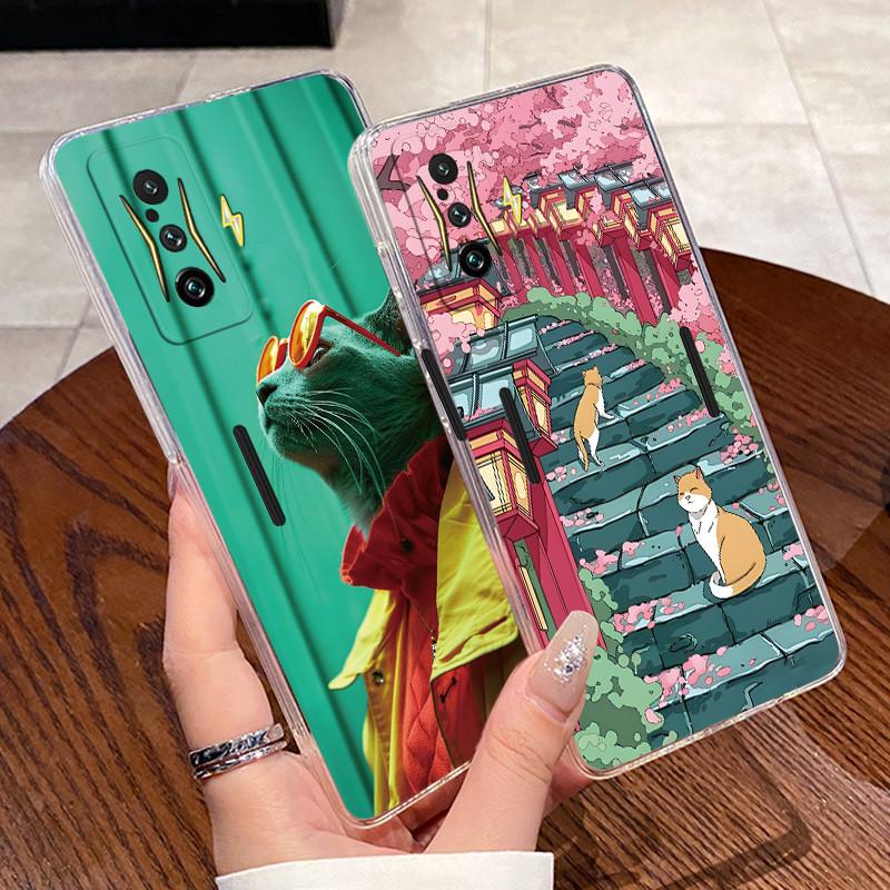 Jelly Casing For Xiaomi Poco F4 GT 5G Capa For POCO F3 GT Fundas Clear Silicone Soft TPU Back Cover Cute Cat Protective Case